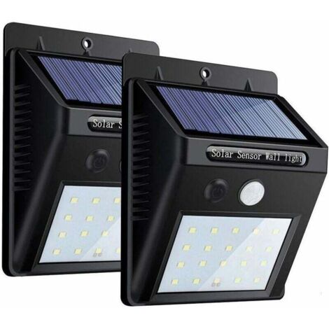 LaBlanc – 2er-Pack kabellose LED-Solar-Gartenleuchte, 20 LED-Außenbeleuchtung, wasserdichter Bewegungssensor mit drei intelligenten Modi, Solar-Außenbeleuchtung für Garten, Terrasse