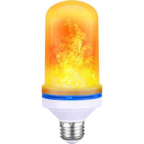 Flammenbirne E27 5W LED-Glühbirne mit Flammeneffekt, 4 Beleuchtungsflammenfarben, Flammenglühbirne mit Schwerkraftsensor für Innen-/Außen-/Bar-/Party-Weihnachtsdekoration (Gelb)