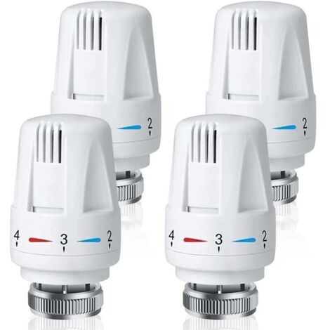 4er Set Thermostatisches Heizkörperventil, CJBIN Thermostatischer Heizkörperventilkopf M30 x 1,5, Thermostatisches Heizkörperventil für Zuhause und Büro, Heizkörperthermostat Ersatz (1/4)