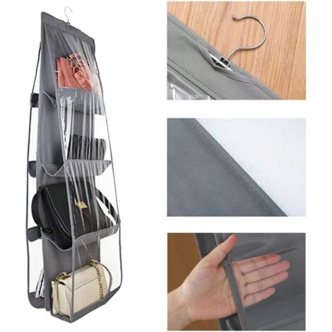 Ahlsen Hngender Handtaschen-Organizer, Handtaschen-Aufbewahrung, 8 Taschen,  hngender Handtaschen-Organizer, Oxford-Stoff, Schrank-Organizer, waschbar  (grau)