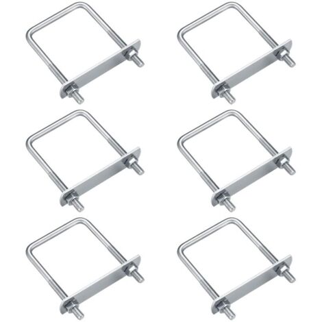 Ahlsen Stück U-Bolzen, M6 U-Bolzen, Edelstahl-U-Bolzen mit Muttern-Unterlegscheiben-Platten, Klemmschrauben-Befestigungselement für Rohrbefestigung (rechter Winkel 80 x 50 mm)