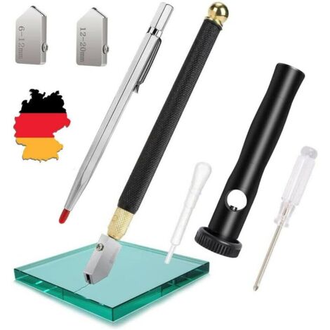 7 x Glasschneider und Fliesenschneider-Set, professioneller Glasschneider, Diamantspitze, Metallschneidewerkzeug, Hartmetallspitze für Glas/Fliesen/Spiegelschneiden/Mosaikschneiden