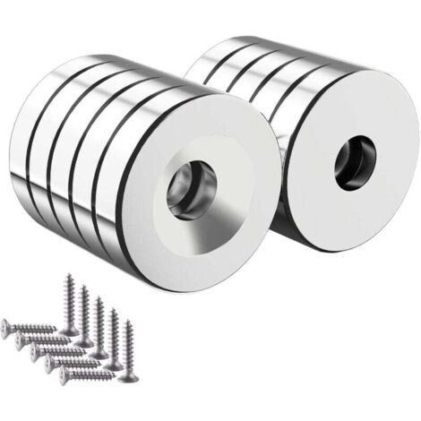 10 Stück Schraubmagnet, 20 x 4 mm, runder gebohrter Magnet N52, starke Magnete, 8 kg, Magnetlöcher für magnetische Tafel, Küche, Heimwerkerwerkzeuge (1/4)