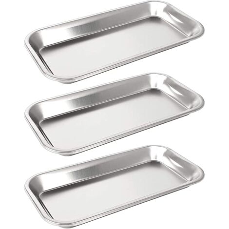3-teiliges Edelstahltablett, kleines Instrumententablett, chirurgisches Tablett für Laborinstrumente, Zahnwerkzeuge