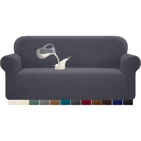 Wasserdichter Stretch-Sofabezug aus Spandex-Jacquard mit rutschfestem Schaumstoff (3-Sitzer, Grau)