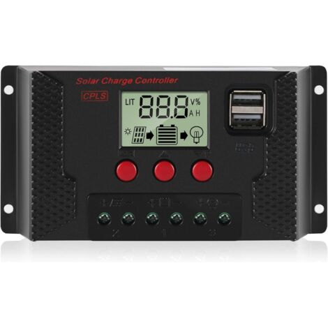 30A Laderegler, Solarpanel-Laderegler, automatische Identifizierung, 12 V/24 V, mit LCD-Display und 5 V USB-Anschluss