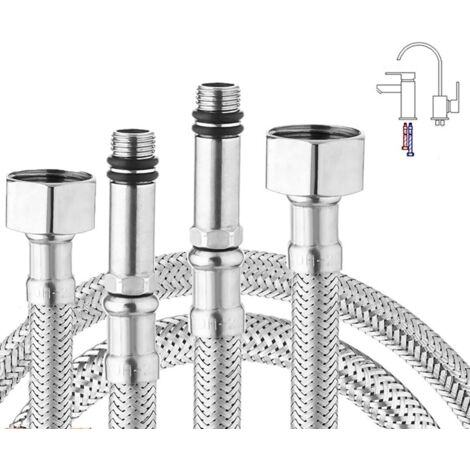 Ahlsen 2er-Pack geflochtener flexibler Edelstahlschlauch für Monoblock-Küchen-/Waschtischarmatur, 1/2-Anschluss, 600 mm lang