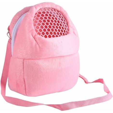 Ahlsen Warme Tragetasche für Hamster, kleine Tiere, atmungsaktiv, Haustier-Tragetasche, Ratte, Igel, Welpe, zum Schlafen, zum Aufhängen, für ausgehende Reisen (klein, rosa)