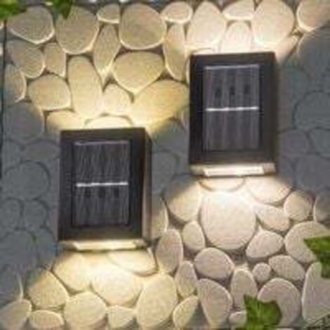 Up and Down Solar-Wandleuchten, energiesparend, wasserdicht, staubdicht, mit warmweißer LED, für Garten, Terrasse, Garage, Weg, Auffahrt, 8,6 x 7,5 x 12 cm (2 Stück)