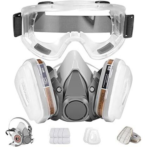 Atemschutzmaske mit wiederverwendbarer Schutzbrille, professioneller Atemschutz gegen Staub, Chemikalien, Pestizide und organische Dämpfe