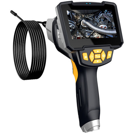 Ahlsen 1080P-Endoskopkamera, HD-Industrieendoskop-Doppelobjektiv-Inspektionskamera, wasserdichtes IP67-Rohrendoskop mit 4,3-Zoll-IPS-Bildschirm, 6 LED-Leuchten und 5 m halbstarrem Kabel
