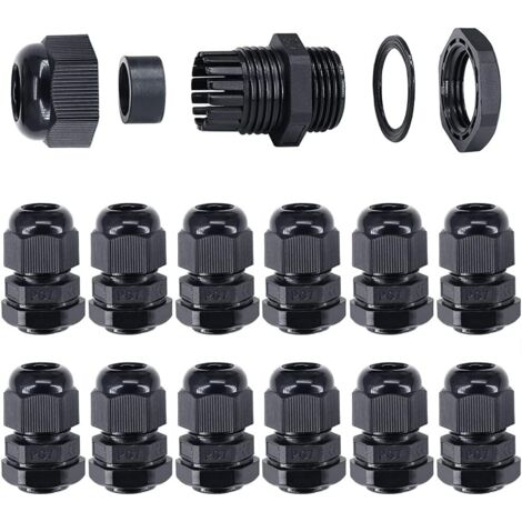 20 Stück PG7 Kunststoff wasserdicht verstellbar 3–6,5 mm Konnektivität Kabelverschraubung Anschlüsse Kabelverschraubung Dichtungen mit Dichtungen