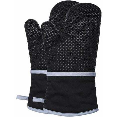 Tigrezy, Ofenhandschuhe und Isolierpads, hitzebeständige Ofenhandschuhe, Küchenhandschuhe, Kochen in der Mikrowelle, (Paar) (schwarz) (1/5)