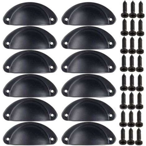 (12PCS) Poignée Bouton de Porte Décoration Rétro pour Meuble Tiroir Poignée de Coquille Vintage pour Tiroir Armoire Meuble Cuisine Fer Incurvé Bouton de Porte de Placard Retro Pour Armoire (1/3)