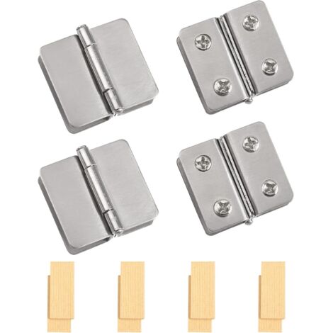 Set of 4 Stainless Steel Double Sided Adjustable Clamps for Bathroom Cupboard Shower Glass Door Cabinet Cabinet Furniture 5-6mm Double Sided Adaptive Glass. (1/5)