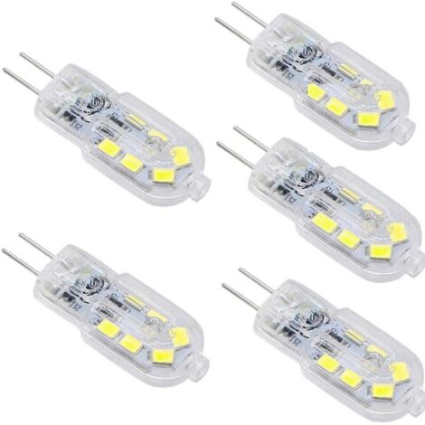 G4 LED 3W Bulb, 200LM, AC/DC12V, 25W Equivalent Halogen Bulb, White 6000K, SMD 2835 LED Bulb 360 Beam Angle for Indoor Ceiling Kitchen Lighting, 5 Pack (1/5)
