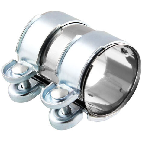 Exhaust Clamp, Stainless Steel Exhaust Band Clamp, 2.5 Inch Muffler Pipe Clamp, Durable and Lightweight Auto Car Pipe Connector