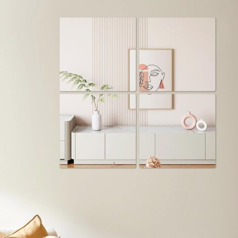 Pieces 20x20cm Wall Adhesive Mirror, Adhesive Wall Mirror to Stick Unbreakable Small Acrylic Plastic Square Children, Door Decoration Bedroom Bathroom Gym Living Room
