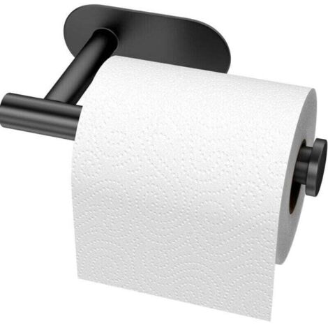 1 pc Black Toilet Paper Holder, Wall Mounted Toilet Paper Holder, No Drilling Toilet Paper Holder, 3M Self Adhesive Stainless Steel Toilet Paper Holder for Kitchen and Bathroom (1/5)