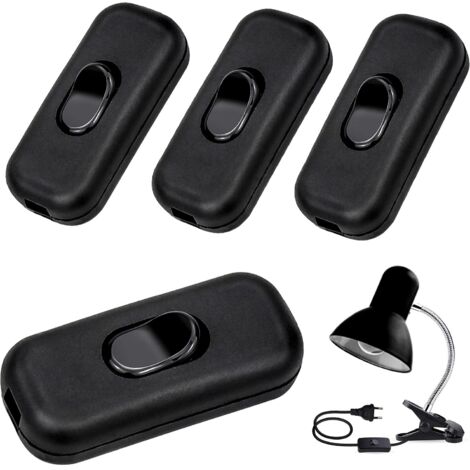 Rocker Switch, 4 Pcs Inline Switch Double Pole Inline Cord Switch 6A, 250V Rocker Switch for Small Appliance or Lamp(Black)