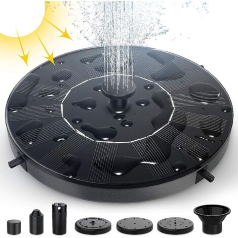 Solar Fountain Outdoor Garden, 1W Solar Powered Waterfall Fountain Pump, Mini Floating Fountain with 6 Nozzles and Mounting Kit for Bird Bath Aquarium Garden Pond (1/5)