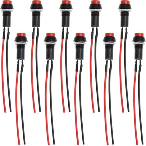 10pcs Momentary Push Button Switch Round Wired Horn Switch with Pre-soldered Wire 12-24V 10cm for Car Boat Vehicle Horn Button PC Power Switch (1/5)