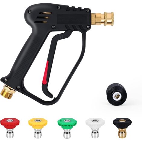 High Pressure Washer Gun, 4000 PSI 280bar, M22 (14mm) Interface Contains Karcher Quick Connector, 5 Water Nozzle Tips for Car Washing