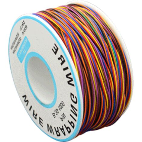 0.25mm Single Wrap Wire, 250 Meters 30AWG Tinned Copper Cable, 105 Degrees Celsius Cable Roll, With Plastic Spool, Color (eight colors) (1/5)