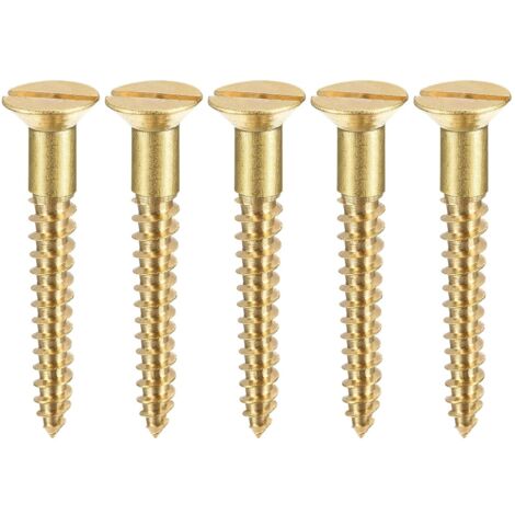 Pack of 100 M4 x 40mm Slotted Flat Head Brass Wood Screws (1/5)