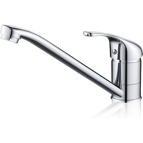 Single Handle Kitchen Faucet, 360° Swivel Kitchen Sink Faucet Brass Kitchen Sink Faucet Hot and Cold Kitchen Sink Faucet with G3/8'' Hose Connections, Chrome - RWSingle basin faucet (1/5)