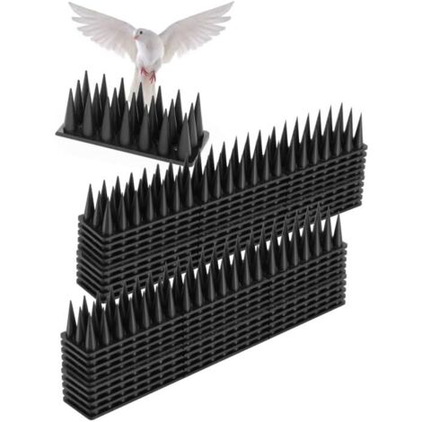Plastic Anti-Pigeon Spikes, Anti-Pigeon Spikes for Balcony, Anti-Bird Spike Install Fences Window Sills, Prevent Pigeons, Crows, Cats from Landing(20PCS) (Black) (1/5)