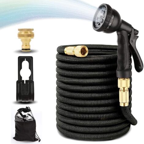 30M Flexible Garden Hose Expandable Garden Hose with 8 Functions Spray Water Hose for Garden Irrigation and Cleaning Black (1/5)