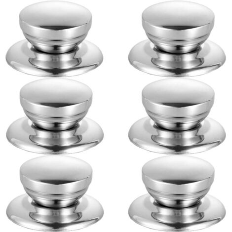 6 PCS Bouton De Couvercle Boutons Couvercle Casserole Poignée Du Couvercle Remplacement Boutons De Couvercle De Marmite Poignée Bouton Marmite Universel Résistant À La Chaleur Acier Inoxydable (1/5)