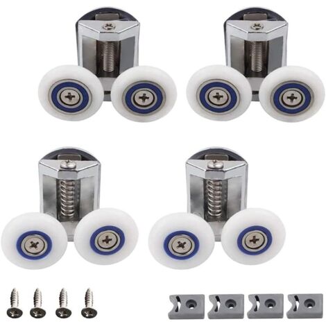 Shower Door Wheel, 4 Pieces Double Shower Door Wheels, Shower Door Roller, Bathroom Shower Enclosure Roller, Can Be Used To Replace Rollers In Family Bathroom