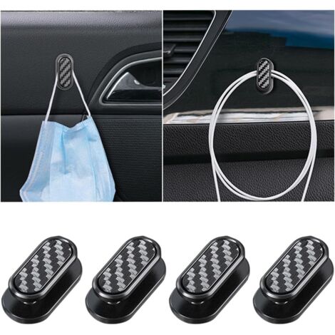 CCYKXA 4 Pcs(Carbon Fiber) Mini Car Hooks, Multifunctional Dashboard Hanging Hook for Mask, Keys, Mask, Earphones, Charging Cable (1/5)