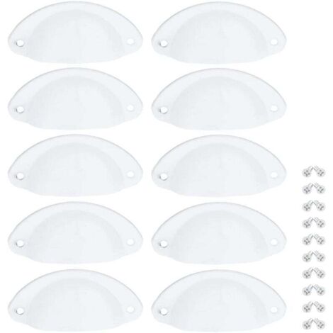 10 Pcs White Furniture Handle Vintage Shell Drawer Cabinet Pull Handle 82mm Cupboard Door Knob with Screws