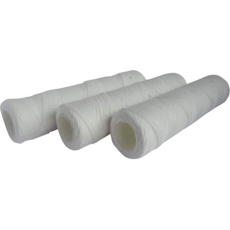 Pack of 3 20 micron wound sediment filter cartridges - Standard 10" size, to filter impurities from refrigerator water - Lasts 6 months (1/3)