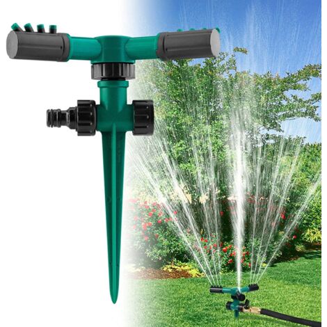 Green Circular Sprinkler Lawn Sprinkler, Garden Sprayer Uniform Watering 360° Rotating Sprinkler 3 Arm Sprayer Lawn Watering Irrigation System (1/5)