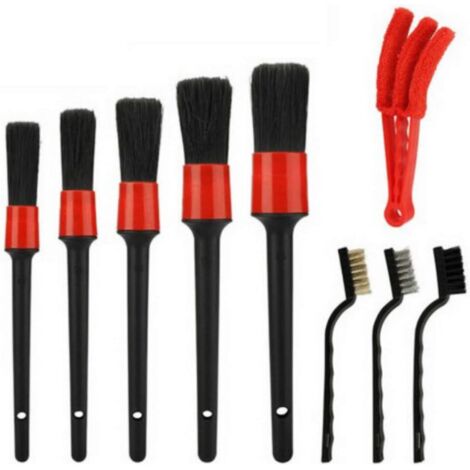 9 Pcs Car Cleaning Brush Set with Air Conditioner Dust Collector, Car Interior and Exterior Cleaning Brushes, Dashboard, Panels
