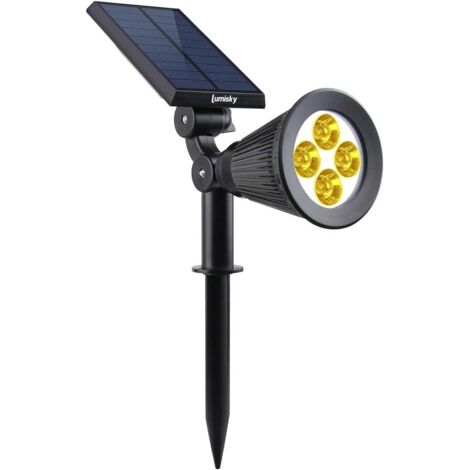 Solar spotlight 2 in 1 projector for sticking or attaching dimmable warm white LED, 29 x 9.5 x 34 cm (1 piece)