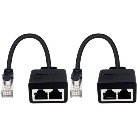 Male to 2 Female RJ45 Adapter for LAN Ethernet Cable Extension (Simultaneous Use) Surf Online Simultaneously (1/5)