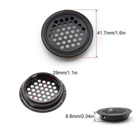 8 Pieces 35mm Stainless Steel Round Ventilation Mesh Hole, Circular Plane Vent Hole for Kitchen, Bathroom, Cabinet, Bookcase and Wardrobe Ventilation (1/5)