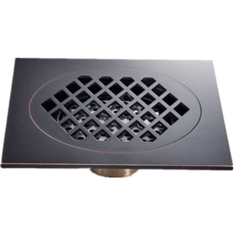 Tinor – Floor drain 15 x 15 cm – Black brass shower drain with double strainer – Prevents clogging and insect entry – Suitable for bathrooms and kitchens (1/3)