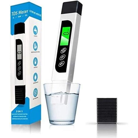 Water Quality Tester, Accurate EC Meter TDS Meter and Temperature Test Pen with Backlit LCD for Drinking Water, Hydroponics, Swimming Pools, Aquariums (1/5)