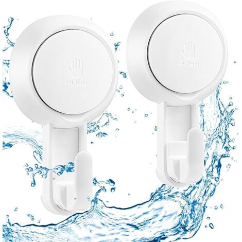 Lot 2 Powerful Wall Suction Cup Hook 5KG, Plastic Vacuum Hook Towel Holder Bathrobe Crown Coat Tea Towel Suction Cup, Bathroom Kitchen Window Utensil White