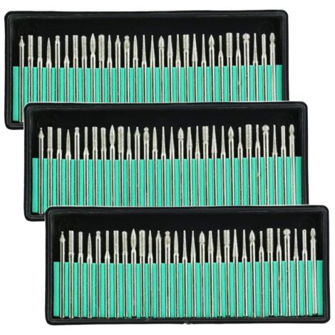 90pcs 1/8" (3mm) Diamond Burrs Drill Bits Glass Metal Gemstone for Dremel Grinding Rotary Tool (1/5)
