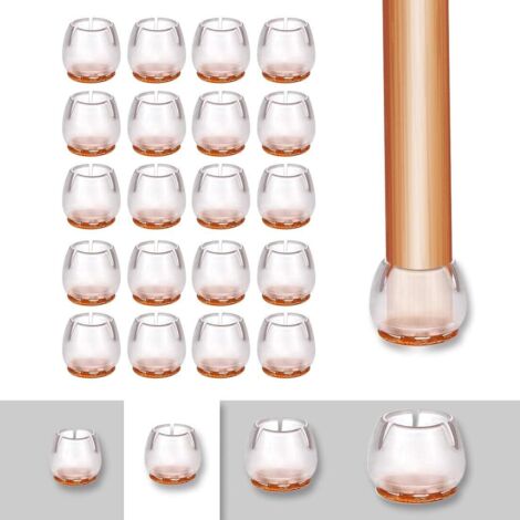 20 Pieces Chair Leg Covers, Silicone Chair Feet Caps, Chair Feet Protector with Felt, Silicone Chair Feet Caps for Round Furniture Legs, Clear 12-16mm Clear 17-21mm (1/5)