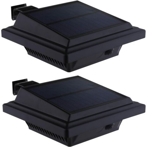 Solar Gutter Light 40 LED  Solar Lights Outdoor  Black Garden Lighting Cool White Solar Light, 3W Security Wall Light Outdoor Lamp for Garage, Patio [Energy Class A](2pcs)