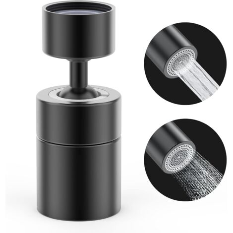 360° Pivotant Aérateur Robinet 2 Modes Réglable Cuisine Robinet En Laiton Massif Interrupteur Tournant Douche Moussante Filtre Adaptateur Économiseur Pour Toilette Salle De Bain (Robinet Laqué) (1/5)