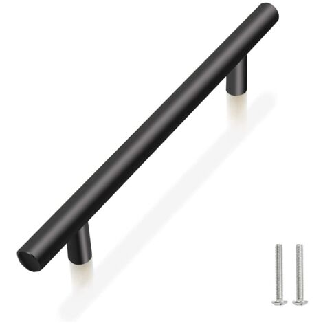 10 Units Black Stainless Steel Door Knobs Pull Furniture Handle with Screws for Drawer Cabinet Kitchen Home Decorating, Hole to Hole Center Distance 160mm